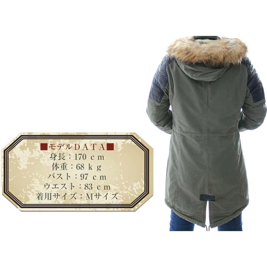 モッズコート ハーフコート 裏ボア メンズ バイカーディテール カーキ