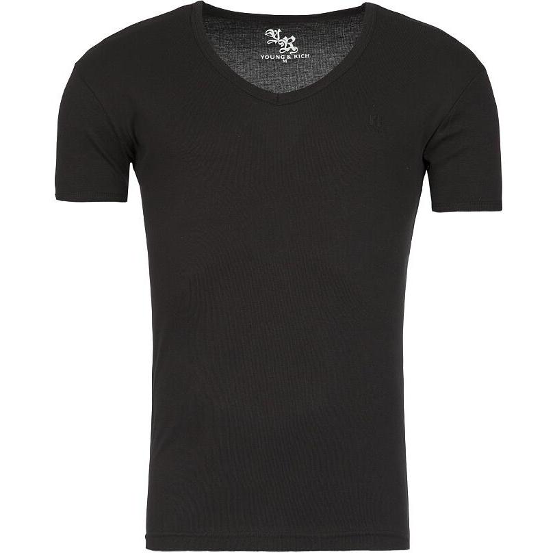 Vネック Tシャツ メンズ 無地 黒白 ワンポイント S〜4XL : BIN-1