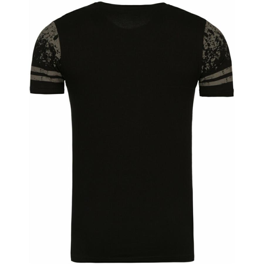 Tシャツ メンズ 半袖 黒 派手 プリント RUGGED 綿100 コットン ドイツ