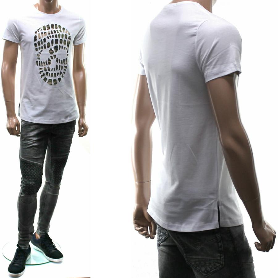 ドクロ Tシャツ スカル 迷彩柄 メンズ 黒白 メール便可 : BIN-1