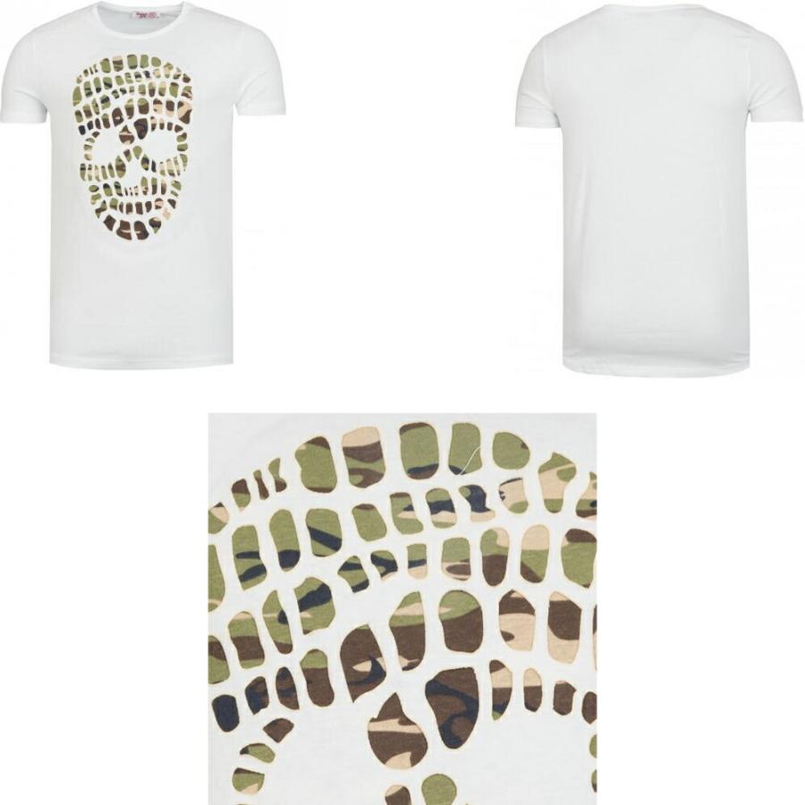 ドクロ Tシャツ スカル 迷彩柄 メンズ 黒白 メール便可 : BIN-1