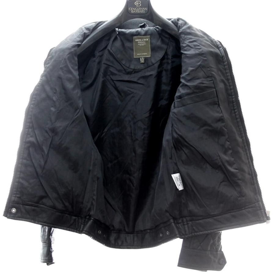 ライダースジャケット シングル メンズ 黒 レザー アウター S/M