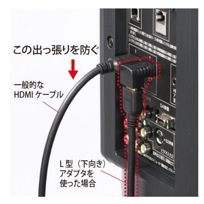 HDMIアダプタ L型 90° 変換コネクタ 金メッキ(下) 黒｜binetto｜03