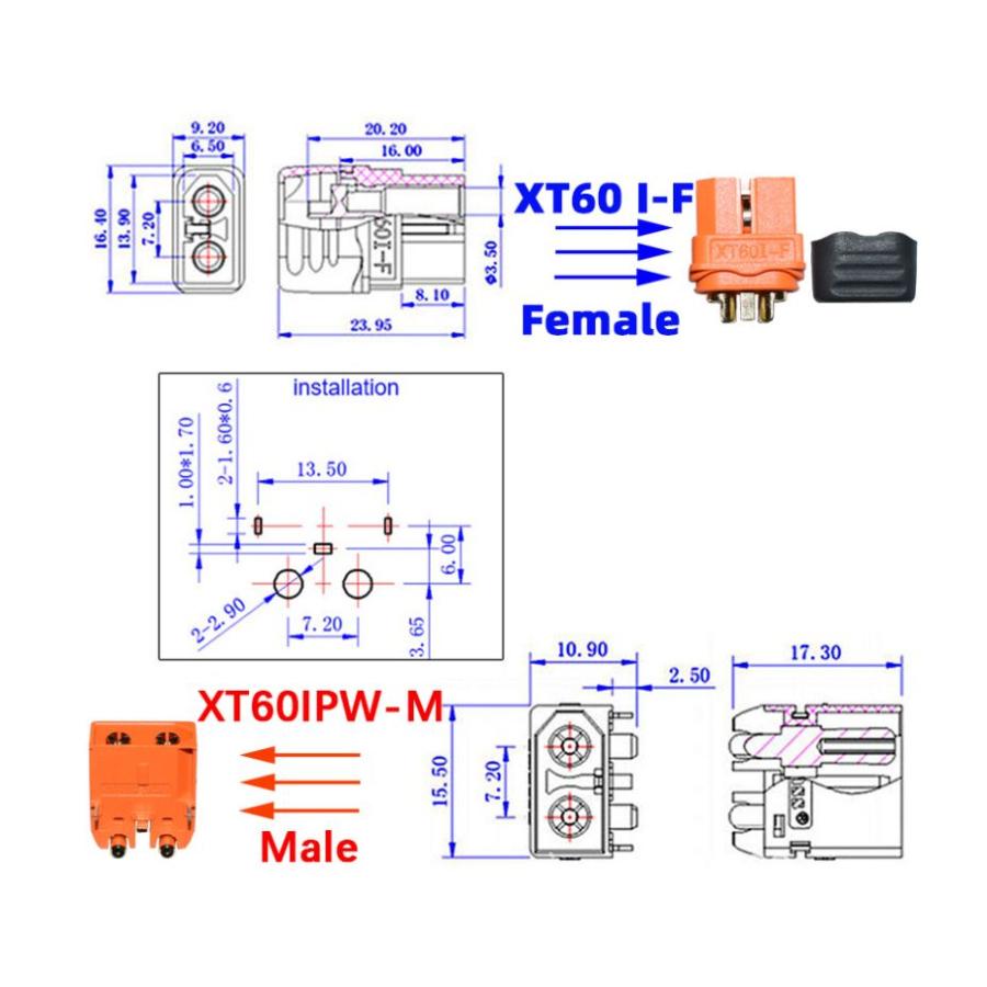 XT60i 延長ケーブル 12AWG 約366cm XT60IPW-M ⇔ XT60I-F オス メス 3ピン対応 センス端子マイナス（−） ソーラー充電 | RIZ PLUS | 02