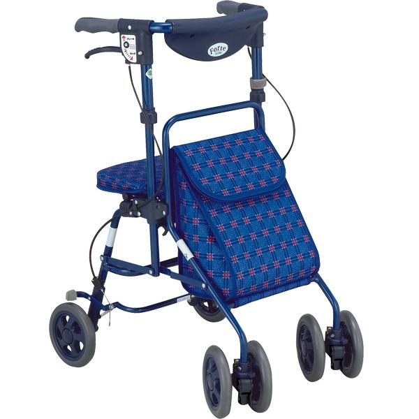 島製作所 フォルテ シルバーカー　二筋格子ブルー 島製作所 フォルテ / 二筋格子ブルー : ビンゴケアストア - 通販