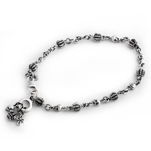 クラウンスカルチェーンブレスレット メンズ シルバー925 アクセサリー くらしを楽しむアイテム