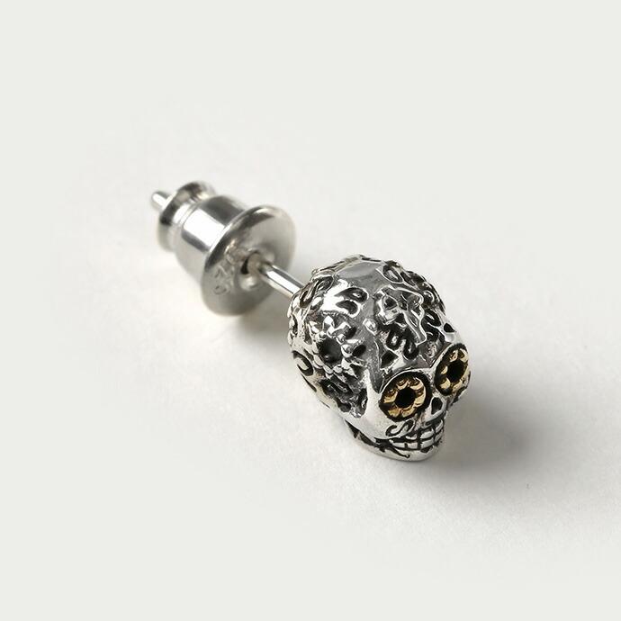 素敵な メキシカンスカル スタッド ピアス メンズ シルバー925 アクセサリー 男性 スタッドピアス 片耳用 1個売り Avmap Gr