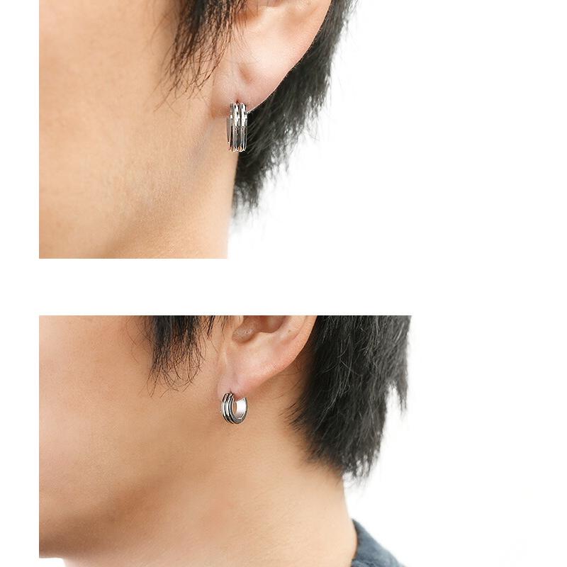 ブラック ストライプ フープピアス アクセサリー メンズ リングピアス 片耳用 1個売り Basse 0143 シルバーアクセサリーbinich 通販 Yahoo ショッピング
