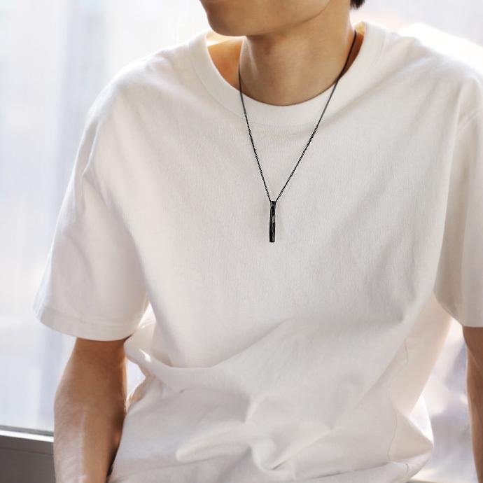 ツイスト ステンレス ネックレス ブラック シンプル 男女兼用 黒 韓国 人気 通販