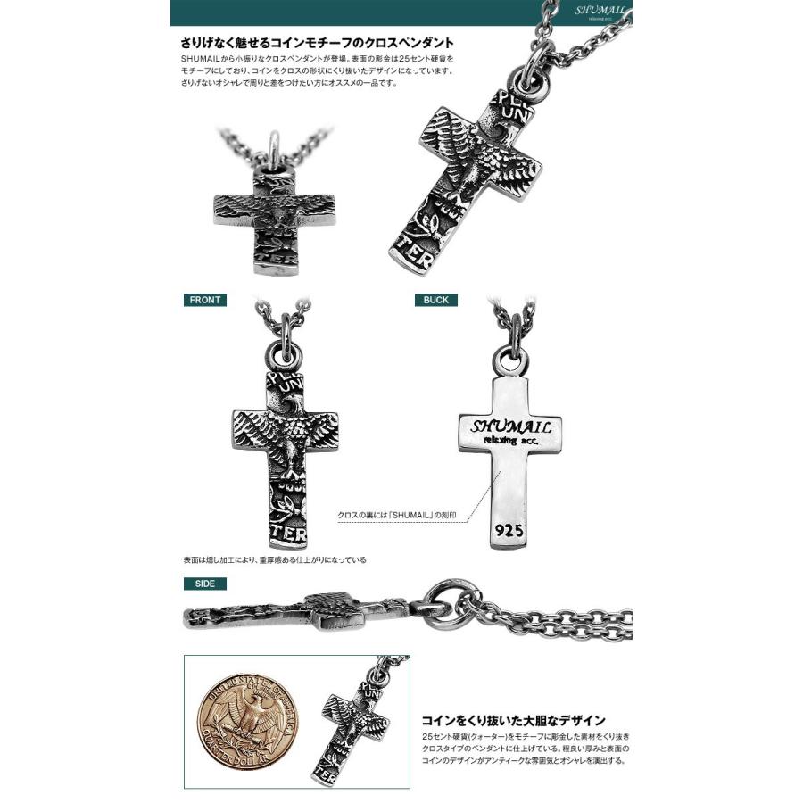 SHUMAIL(シュメール) クォーターコインクロスタイプペンダント ブランド シルバー925 25セント硬貨 ネックレス メンズ|binich|02