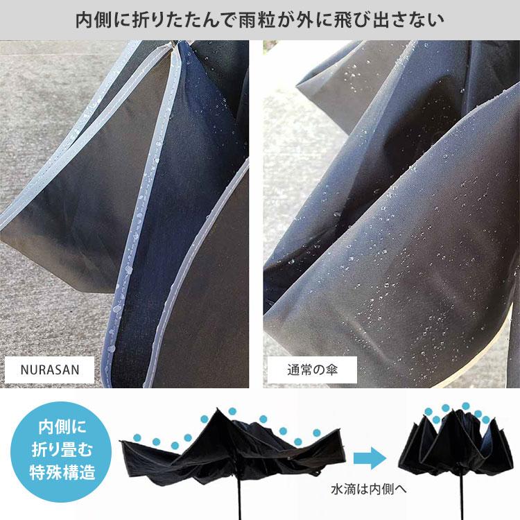 NURASAN-J27 逆折りたたみ傘 折りたたみ傘 直径120cm ワイドサイズ