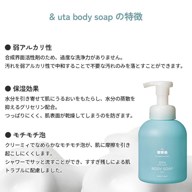 クーポン発行中 ＆uta body soap 500ml×2 アンドウタ ボディソープ 泡