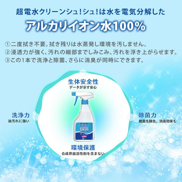 クーポン発行中 6個セット ケミコート 超電水クリーンシュ！シュ！ 詰め替え用 1000ml×6 電解アルカリ洗浄水 アルカリ電解水 アルカリイオン水 除菌 消臭_2