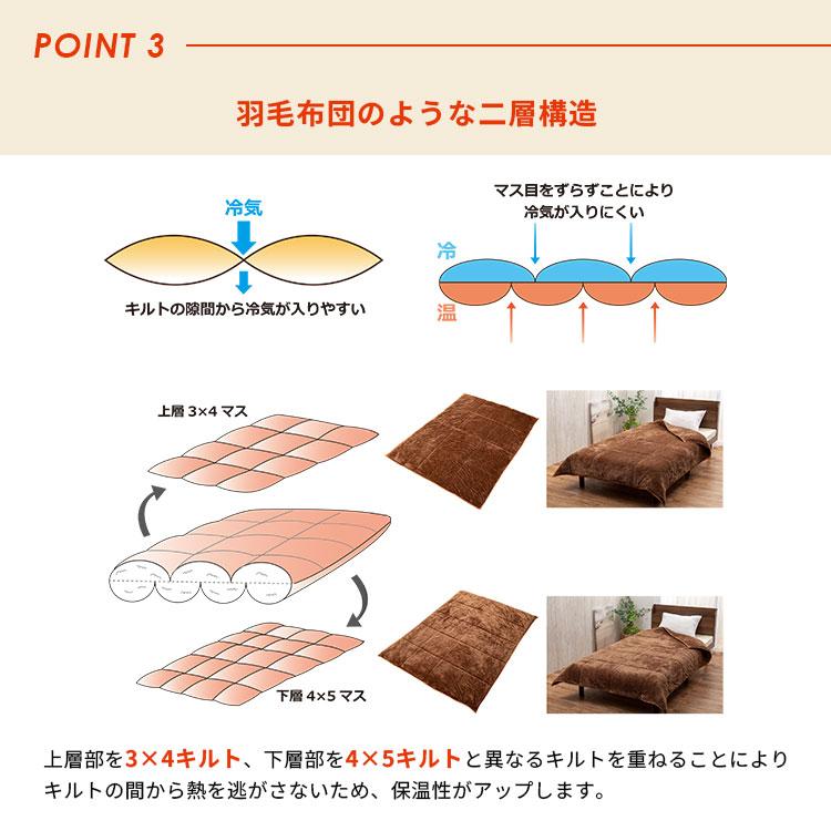 岩盤浴のような二層式わた入り毛布 140×200cm シングル 岩盤浴 FLAME