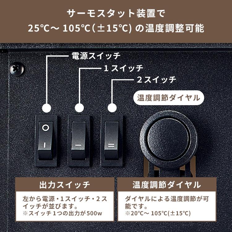 エスケイジャパン 暖炉型ヒーター 温風 温度自動調節 2段階切替 500W