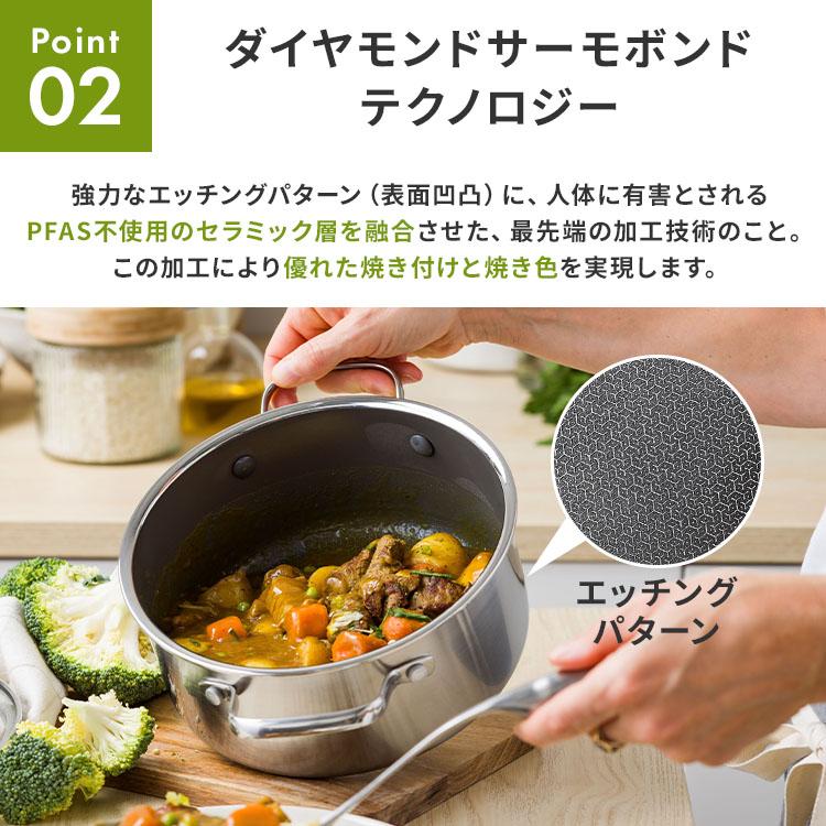 ガラス蓋付き グリーンパン エーペックス キャセロール 20cm GREENPAN APEX 両手鍋 2.86L ステンレス鋼 直火 IH 食洗機 オーブン PFASフリーの画像