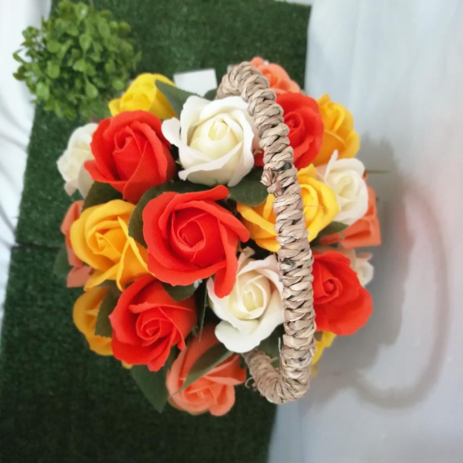 丸籠/バラ/20本入り花かご/シンプルナチュラルデザイン/ : Binu Hana