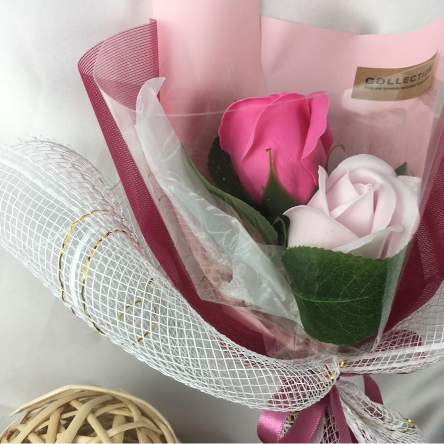 卒業式　祝い　ブーケ　花束 豪華レースラッピングソープフラワー2輪ミニブーケ 花束 卒園卒業に