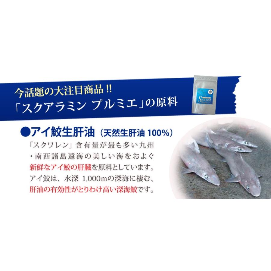 アイ鮫生肝油 スクアラミンプルミエ 九州産 深海鮫生肝油 100 生搾り スクワレン ビタミン 50粒入り Pn5 バイオオンラインショップ 通販 Yahoo ショッピング