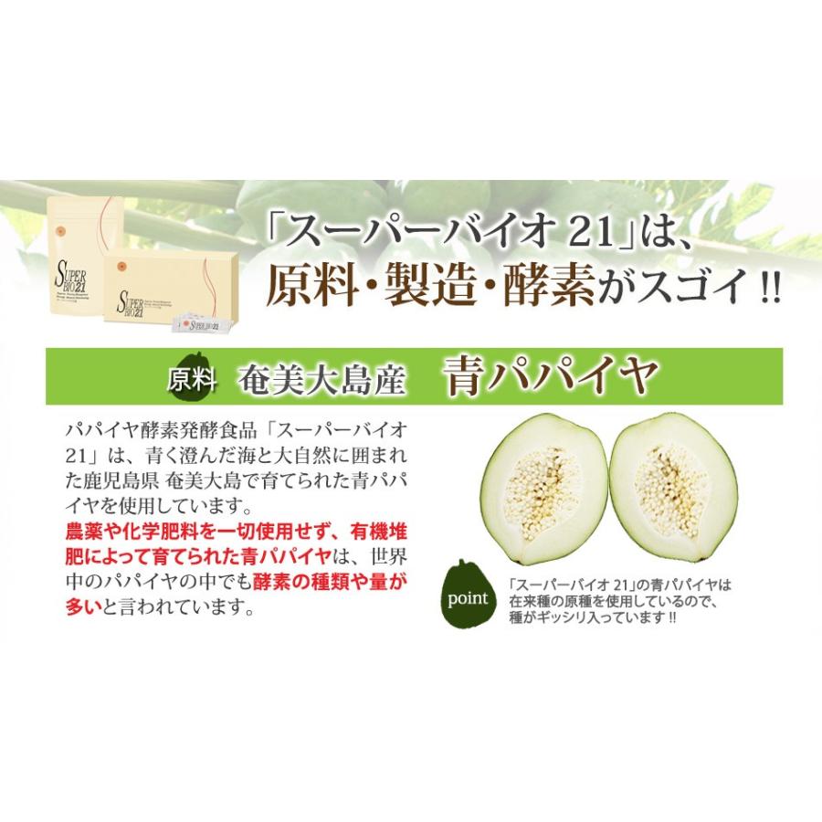 青パパイヤ酵素 酵素サプリ スーパーバイオ21 顆粒 3g 30袋(約30日分