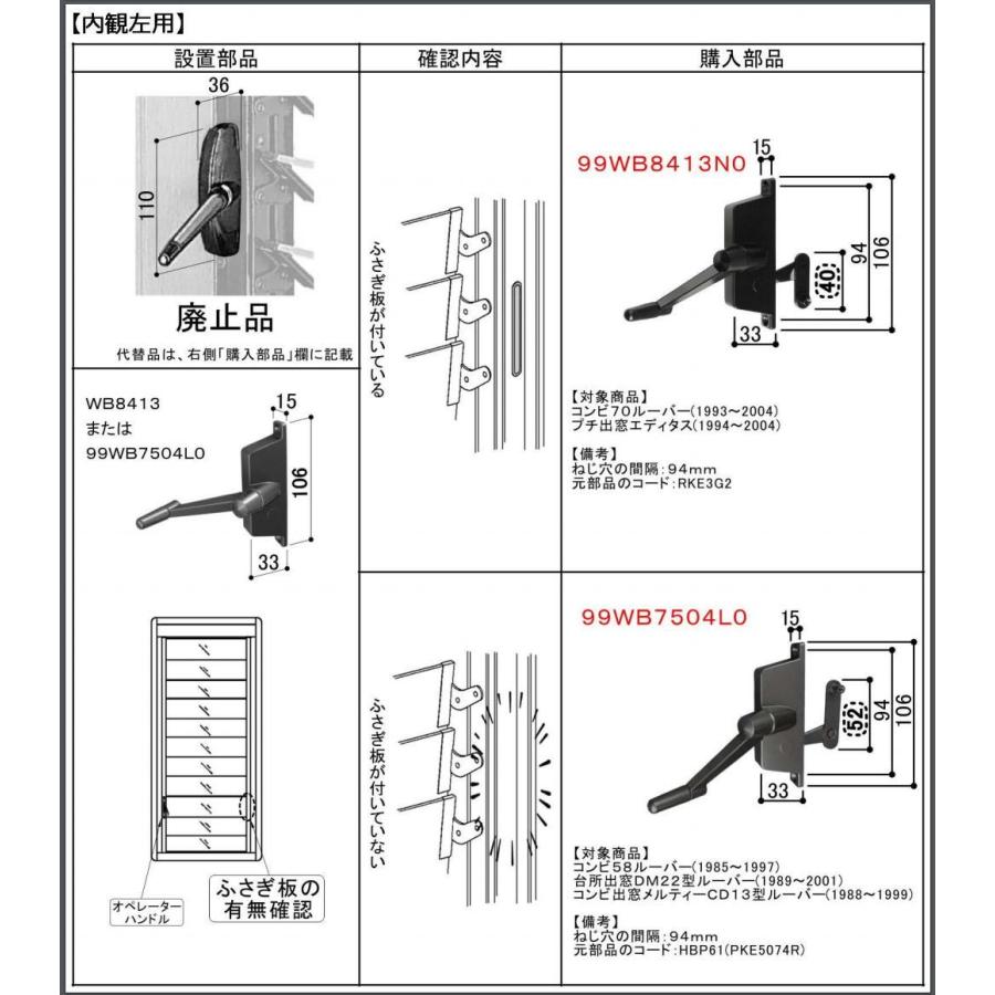 サンポット　部品　ルーバー 三協立山アルミ 補修部品 オペレーターンドル 99WB8413N0 ルーバー