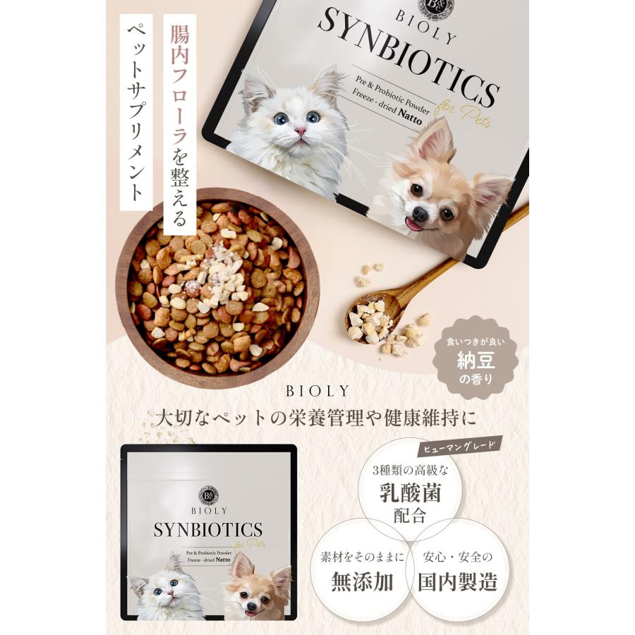 ( 訳あり /パッケージにキズ) 犬猫用 腸活 乳酸菌 無添加 40g BIOLY ペットフード 毛並み 口臭対策 体臭対策 |  | 01