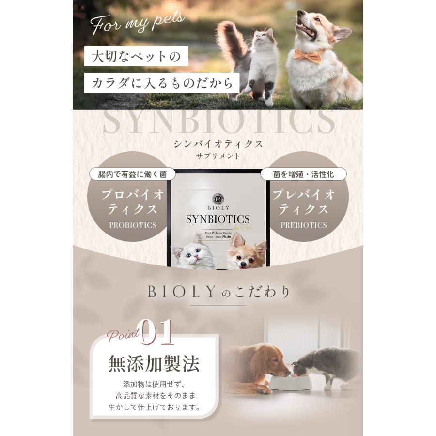 ( 訳あり /パッケージにキズ) 犬猫用 腸活 乳酸菌 無添加 40g BIOLY ペットフード 毛並み 口臭対策 体臭対策 |  | 03