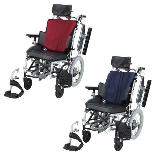 送料無料 ティルト車いす 座王（介助用） グレイッシュブルー ４２０ｍｍ NAH-F5