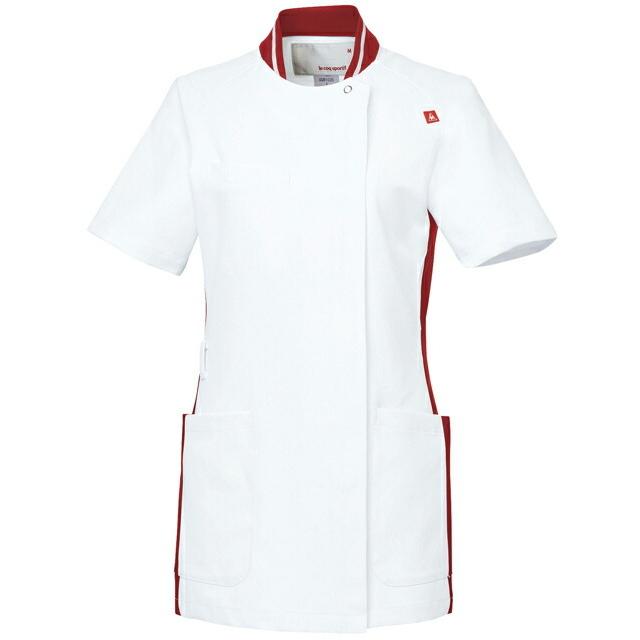 明石スクールユニフォームC ルコック レディスジャケット UQW1035-91(ホワイトXワイン) ＬＬ