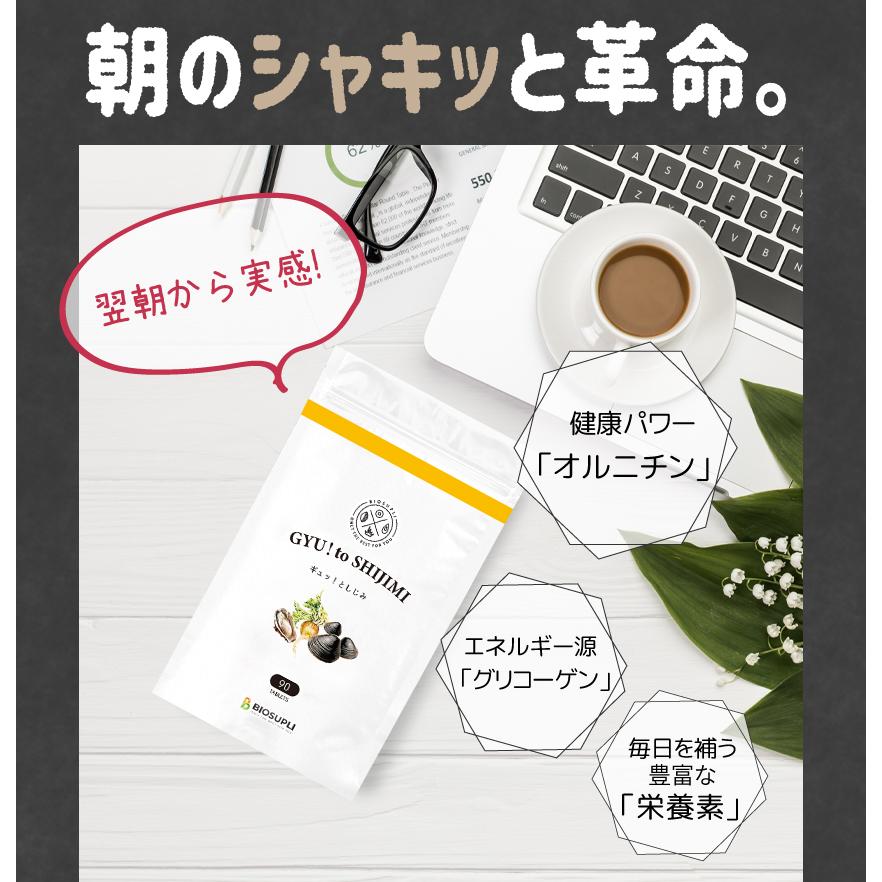 オルニチン マカ 亜鉛 しじみ | ギュッとしじみ 90粒 サプリメント しじみ約622個分  ランキング1位 タウリン アミノ酸 ビタミン 牡蠣エキス ぎゅっとしじみ｜biosupli｜06