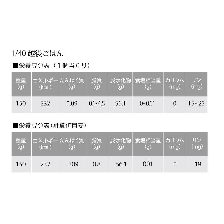 1/40越後ごはん(150g×20)バイオテックジャパン たんぱく質調整食品　ごはん　米　低タンパク　腎臓病　CKD｜biotechjapan｜08