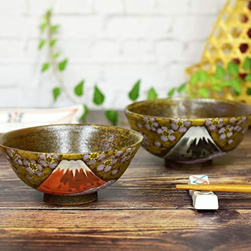 生まれのブランドで 夫婦茶碗 九谷焼 金雲桜富士 日本製 和食器 ペア 陶器 茶碗