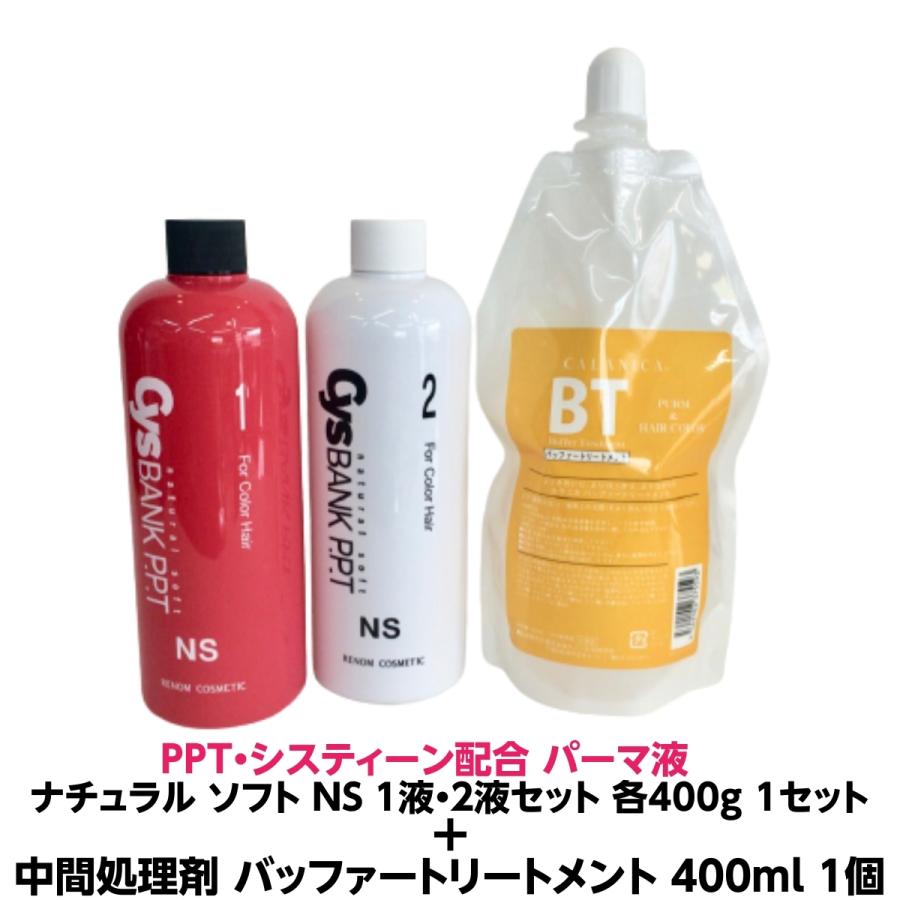 パーマ液 ナチュラルソフト NS シスバンク1液・2液 1セット ＋中間処理