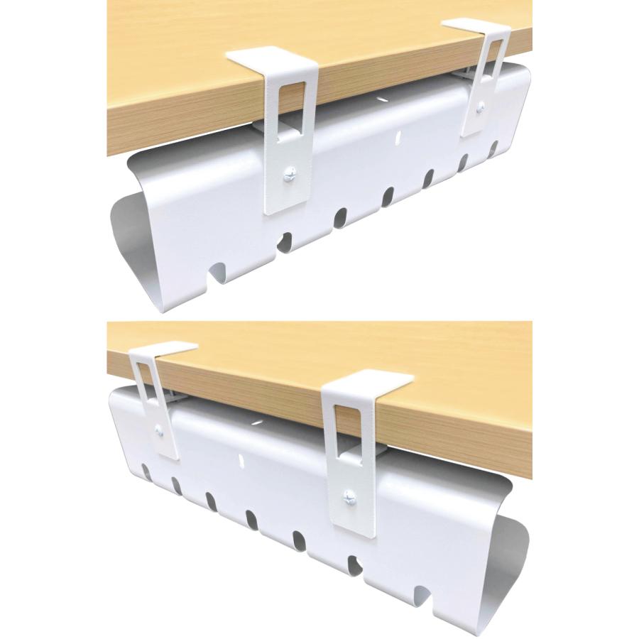 デスク 下 ケーブル 収納 トレイ 2個 セット 白 黒 穴あけ 不要 幅 43cm 高さ 10cm 組み立て時 15cm 奥行 10cm 厚み 1mm オフィス ケーブルラック ホルダー |  | 01