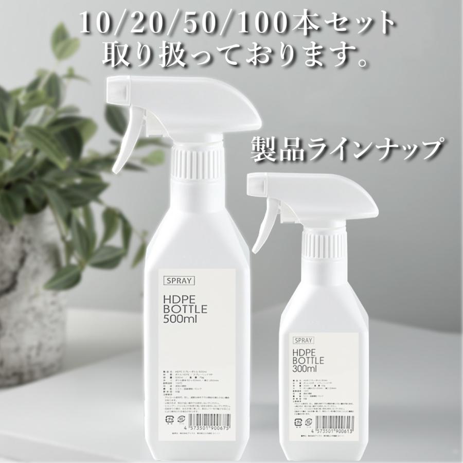 アルコール対応スプレーボトル】500ml/10本セット 白 HDPE 空ボトル 