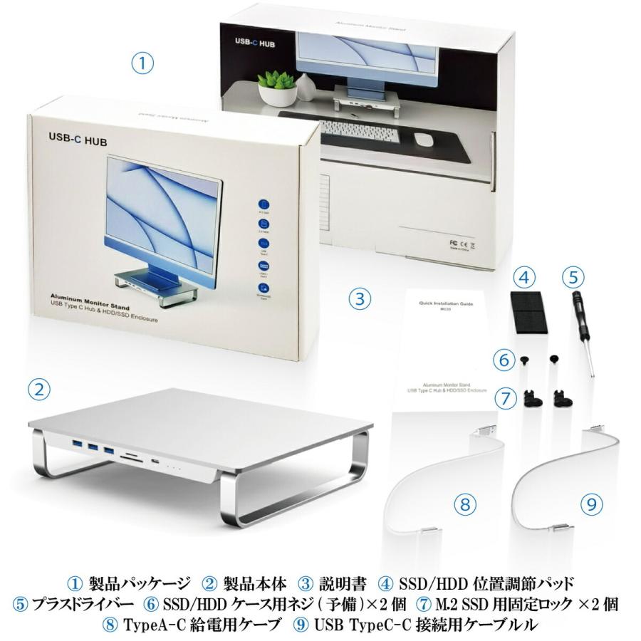 Mac mini / iMac ドッキングステーション スタンド 8in1 TypeC ハブ +