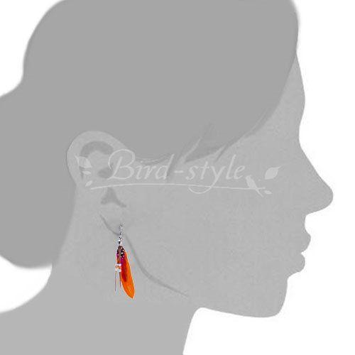 インコ 鳥 雑貨/フェザーピアス オレンジ : 鳥グッズの店 Bird-style 
