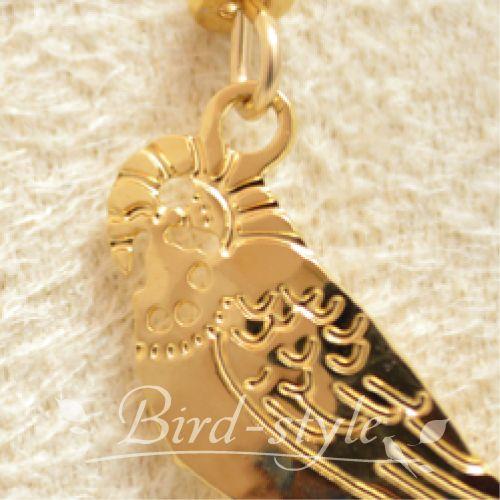 鳥 雑貨/セキセイインコのピアス Twinkle Parakeet GOLD : 鳥グッズの
