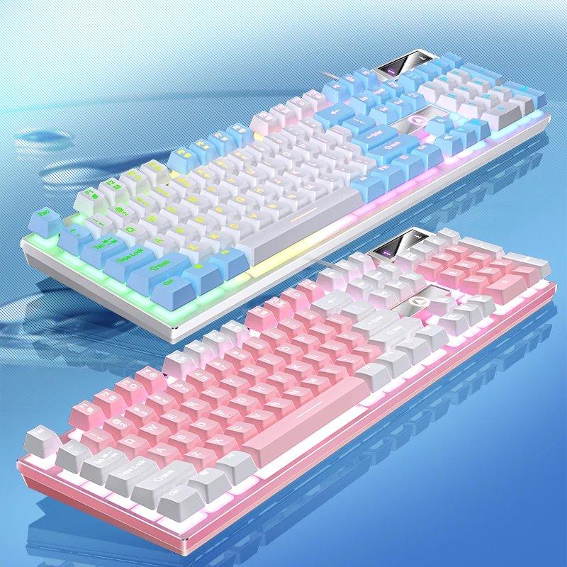YINDIAO ゲーミングキーボード 有線 静音 薄型 テンキー付き PC/ノート