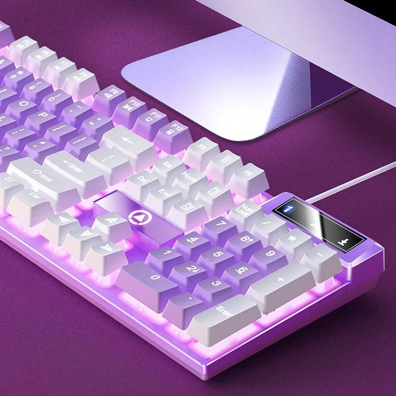 Yijowi パープル ノートPC 日本語キーボード YINDIAO ゲーミングキーボード 有線 静音 薄型 テンキー付き PC/ノート