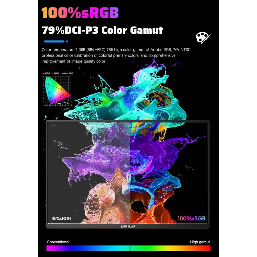 ZEUSLAP 16インチ 2.5K 144Hz ポータブルモニター 2560×1600 16