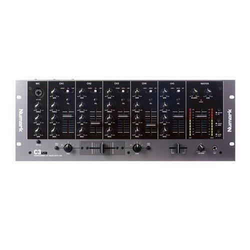 Numark C3USB 5-Channel Mobile DJ Rack Mixer with On-Board Plug-and-Play USB Audio Interface, Channel EQs, Replaceable Crossfader and Performance-Dri