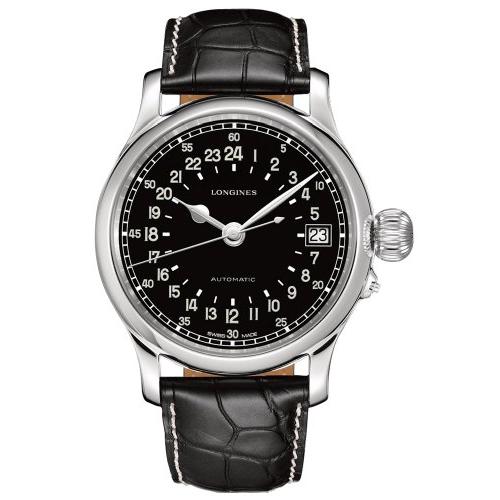 豪奢な Longines 並行輸入品 L27514534 Strap Leather Black and Display Analogue Dial Black with Watch Automatic Men's Heritage 腕時計