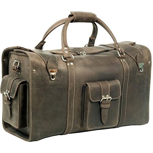 UBERBAG MUD BROWN CRAZY HORSE VINTAGE THICK REAL LEATHER HOLDALL/DUFFLE/CABIN BAG 並行輸入品