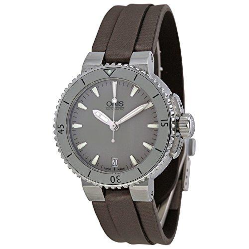 開店祝い Oris Aquis Date Grey Dial Black Leather Watch 733-7652-4143LS 並行輸入品 腕時計