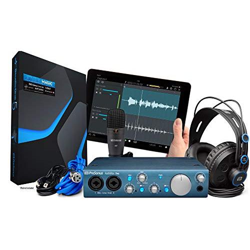 かわいい新作 Studio and Microphone Headphones, Interface, Audio with Bundle Recording USB/iPad Studio iTwo AudioBox PreSonus One 並行輸入品 software オーディオインターフェイス