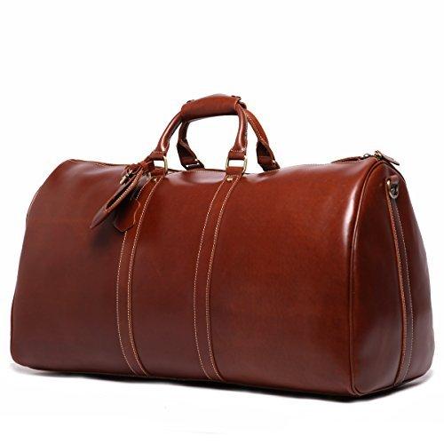 Leathario Genuine Leather Deluxe Holdall Removable Shoulder Overnight weenkend Travel Duffle Bags for Men 並行輸入品のサムネイル