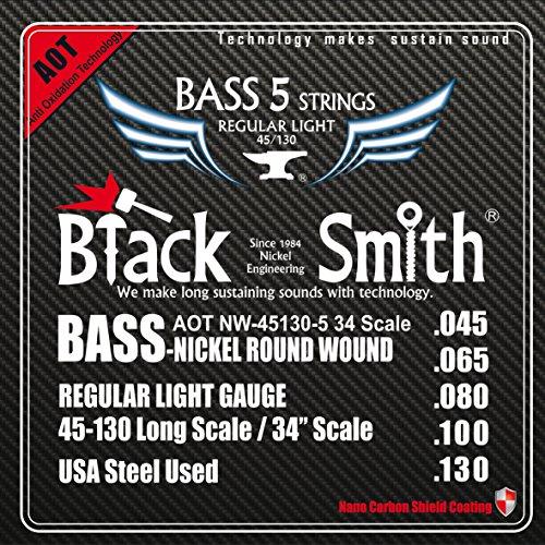 【高い素材】 Coated 45-130 inch 34 Smith Black Set 並行輸入品 Strings Guitar Bass Electric 5-String of その他ギター、ベース用パーツ、アクセサリー