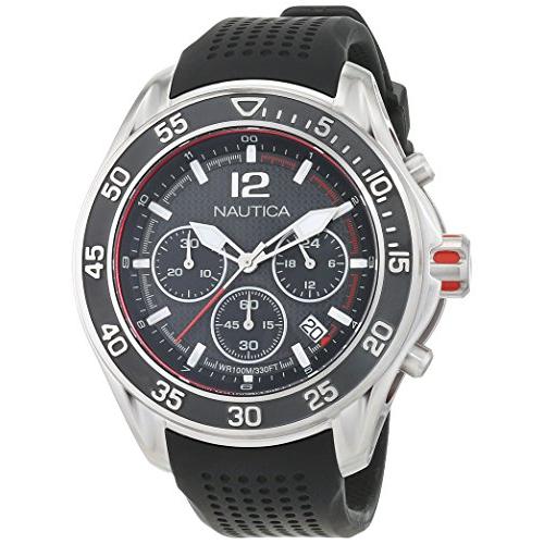 Nautica Mens NMX 1600 Stainless Steel Quartz Watch with Silicone