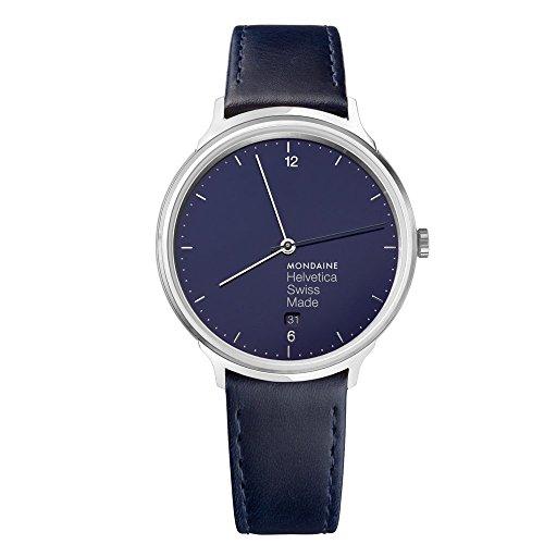 年末のプロモーション特価！ Blue, Strap, Leather with Watch Quartz Steel Stainless Helvetica Mondaine 18 並行輸入品 MH1.L2240.LD) (Model: 腕時計
